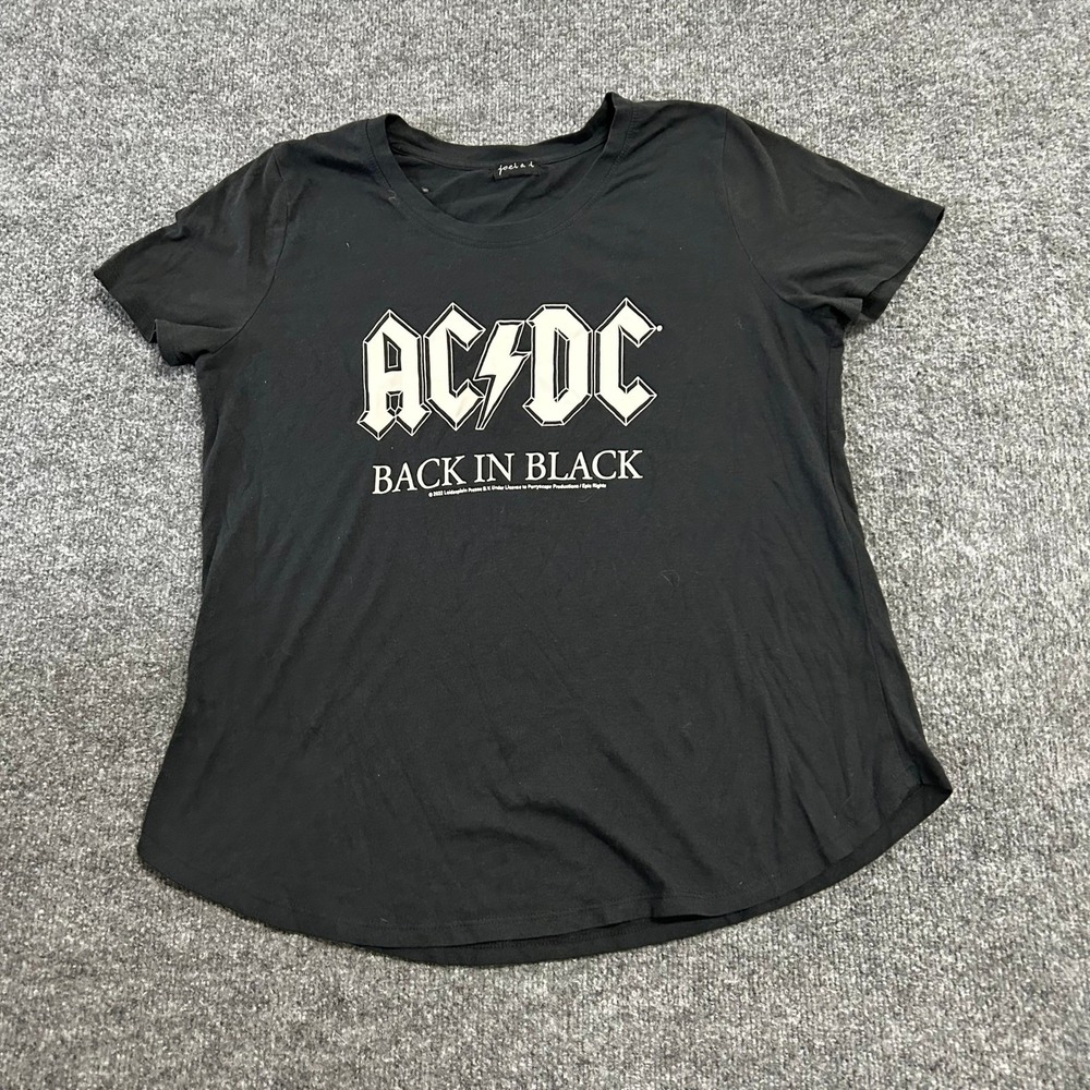 Joei & I T-Shirt Womens Size L Black AC/DC Back In Black 1980 Tour Graphic Tee